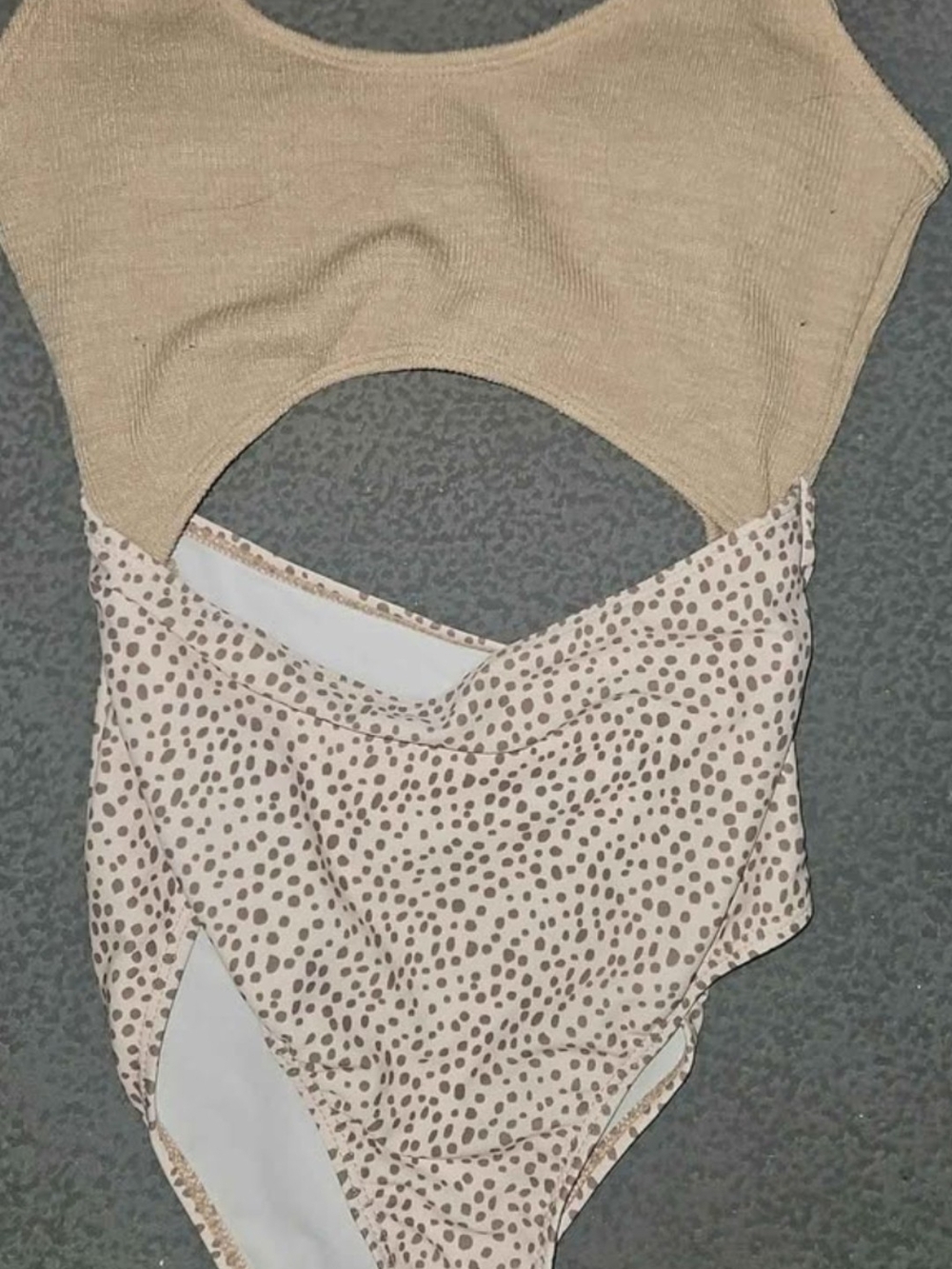 Women's Beige Cutout Tank Top with Printed Bottom